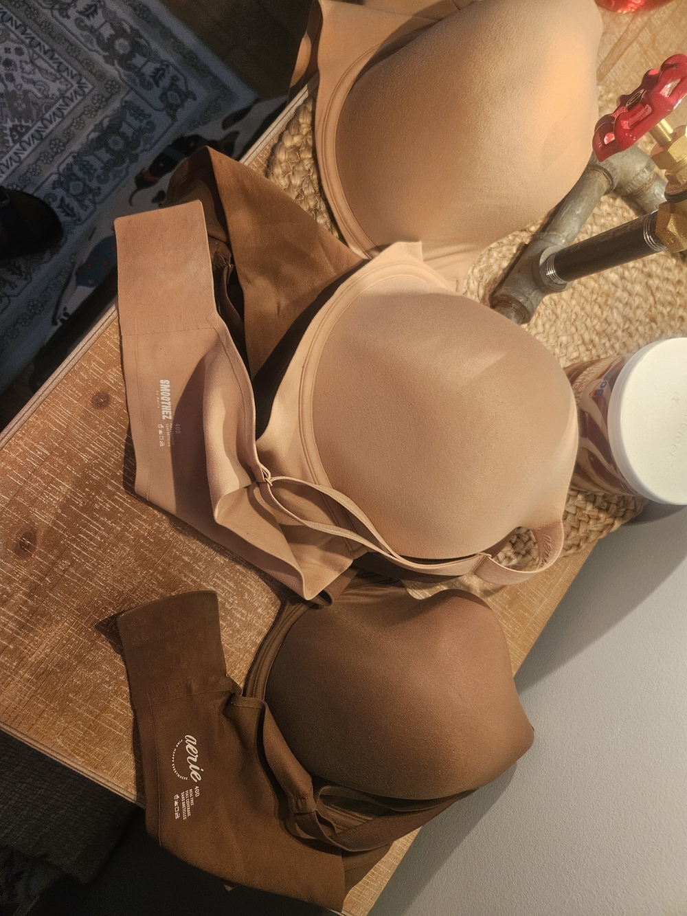 aerie Smooth T-Shirt Bra Duo in Nude and Brown